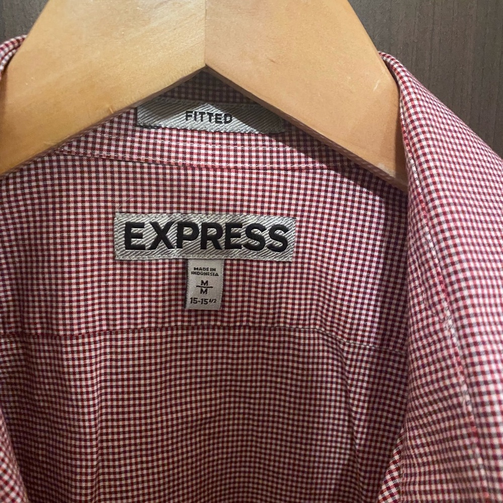 Express Button Down Micro Checkered Print - image 4